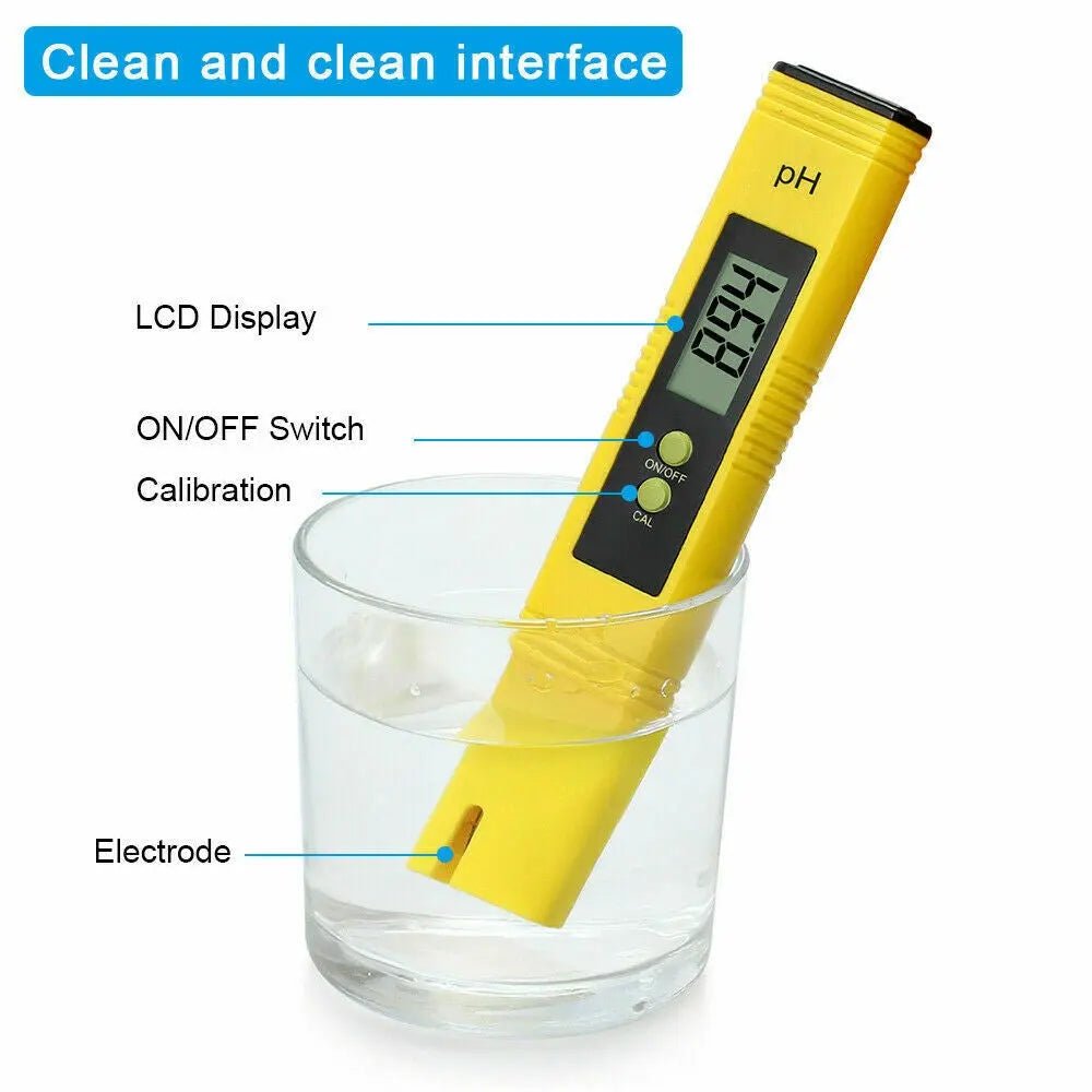 Digital PH Meter Yellow Tester Pen 2 PH Water Tester Hydroponics Aquarium - AllTech