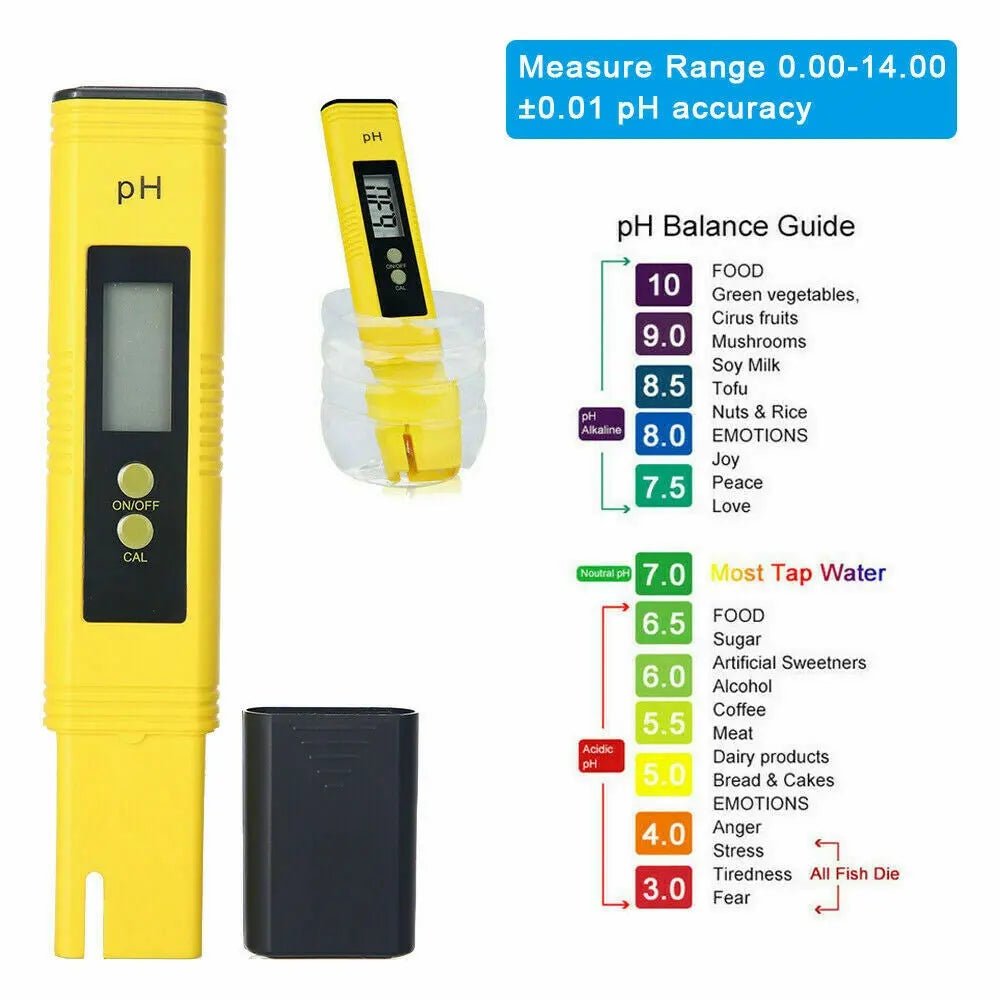 Digital PH Meter Yellow Tester Pen 2 PH Water Tester Hydroponics Aquarium - AllTech