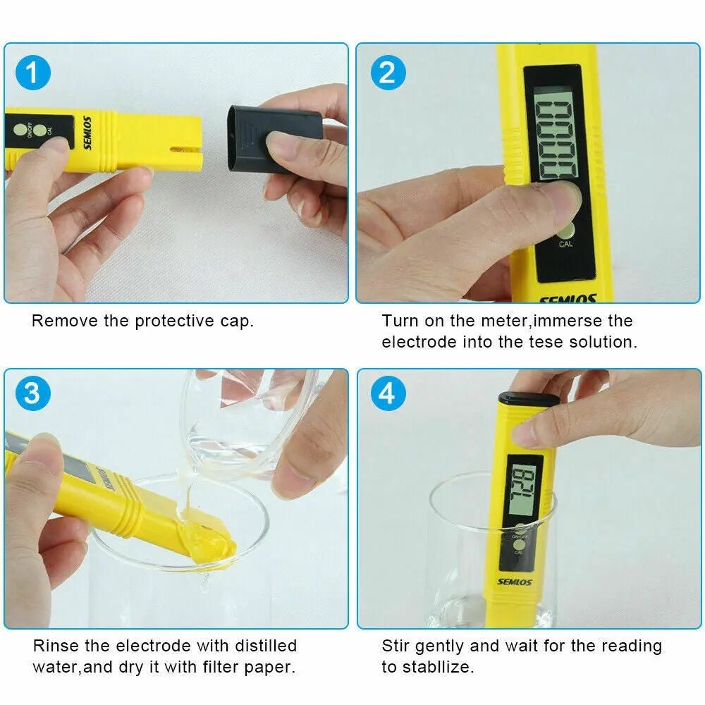 Digital PH Meter Yellow Tester Pen 2 PH Water Tester Hydroponics Aquarium - AllTech