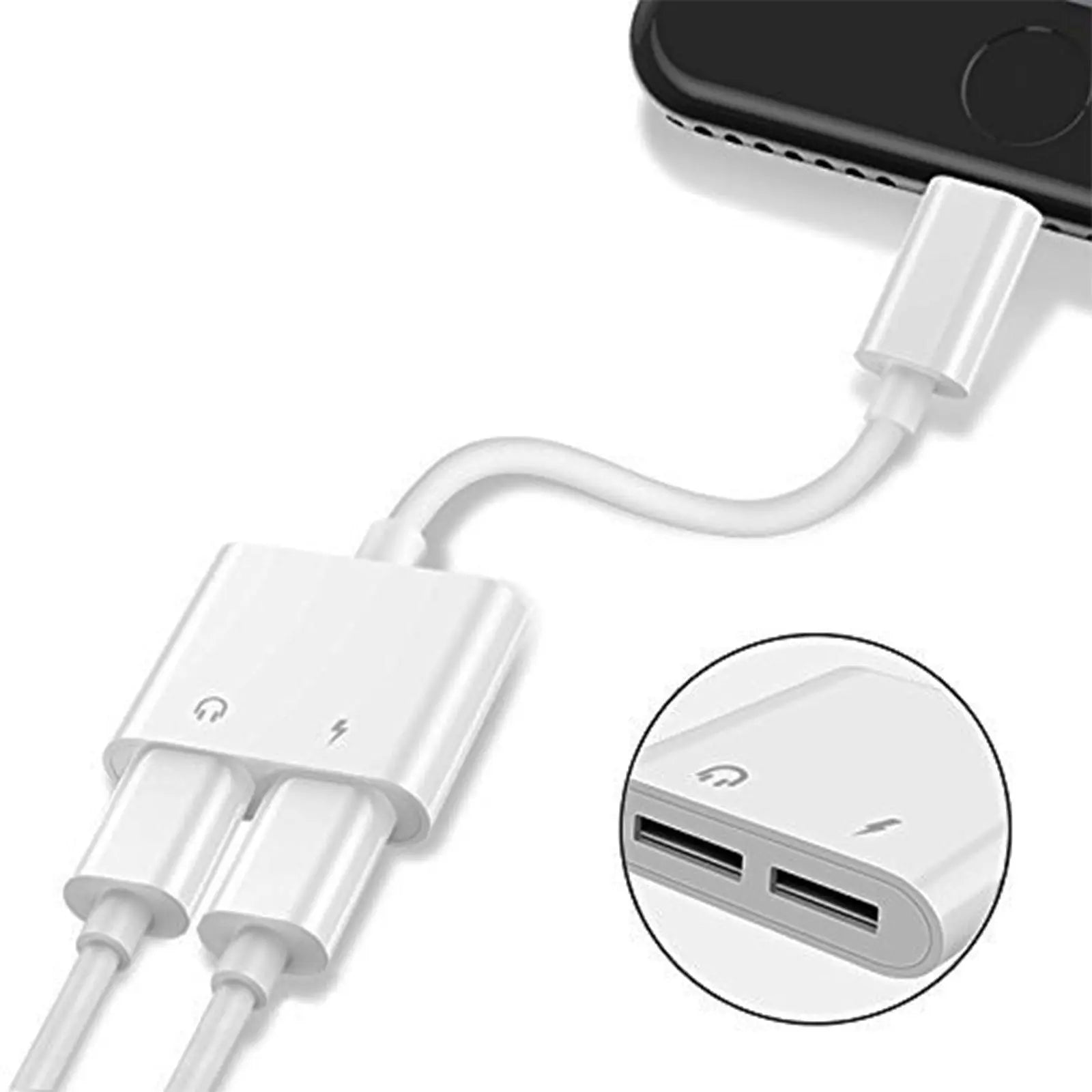 Dual Apple 8 - Pin Adapter 2 in 1 Splitter Audio Earphone Charger for iPhone - AllTech