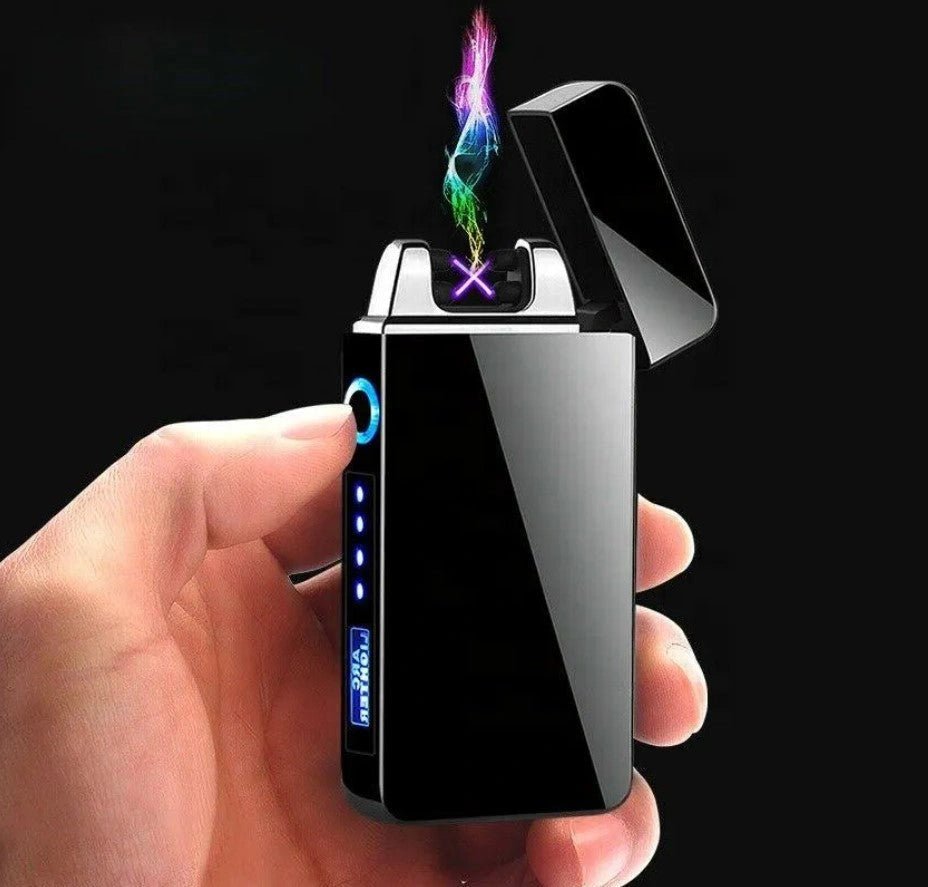 Dual Arc Plasma Lighter Electric Flameless Windproof USB Rechargeable Lighters With LED Power Display - AllTech