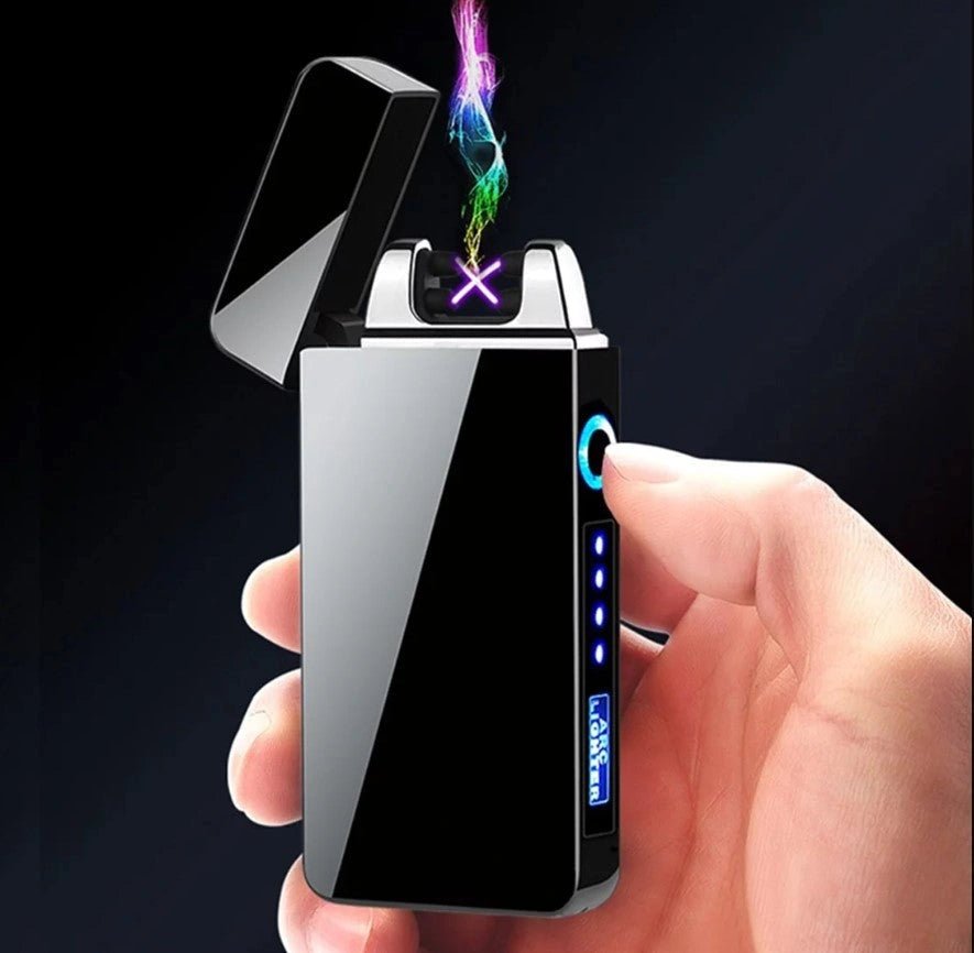 Dual Arc Plasma Lighter Electric Flameless Windproof USB Rechargeable Lighters With LED Power Display - AllTech