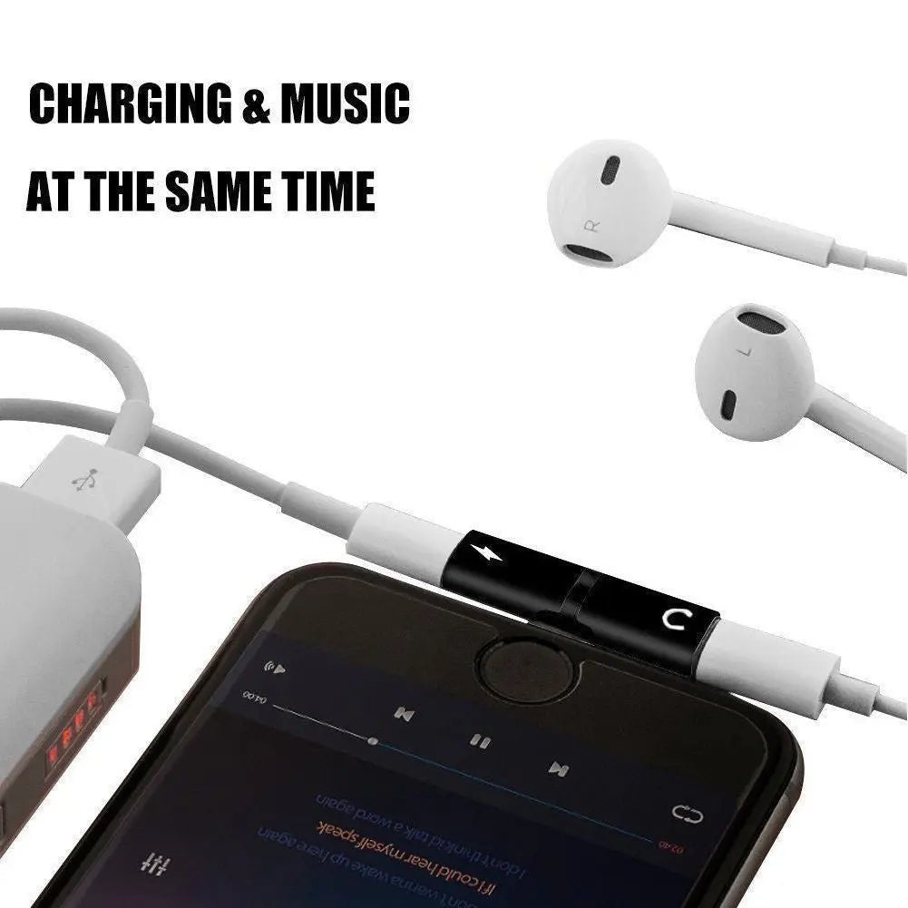 Dual Aux Audio Charge Adapter Converter Splitter iPhone 7 8 X & iOS 11 or Later - AllTech