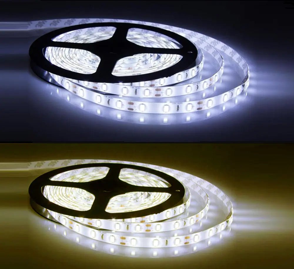 Flexible LED Strip Lights 5m Warm/Cool White Bright 5050 12V Waterproof - AllTech