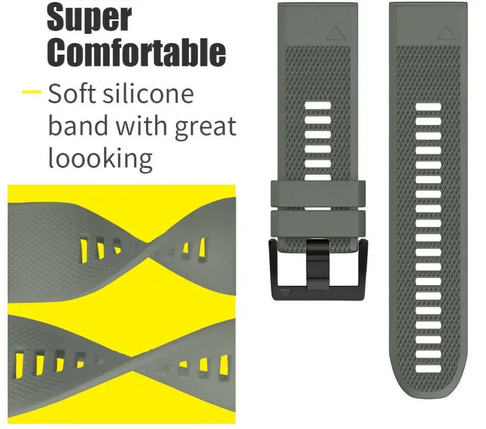 Garmin FENIX5X Plus Replacement Strap band Quick Fit 22mm Watch Bands Silicone - AllTech