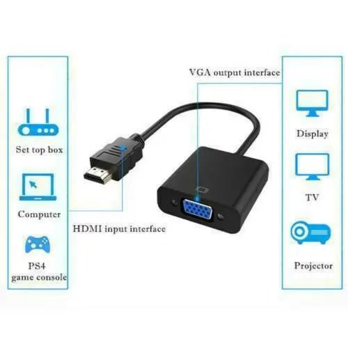HDMI Male Input to VGA Female Output Adapter Full HD 1080P Video Converter - AllTech