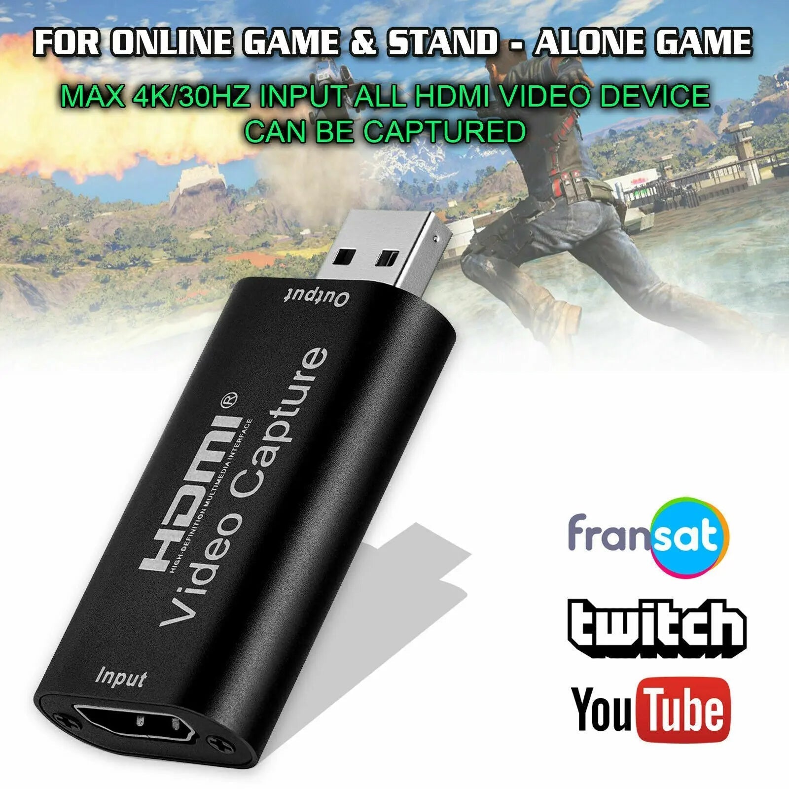 HDMI Video Capture Card to USB 2.0 1080p HD Recorder Video Game Livestreaming - AllTech