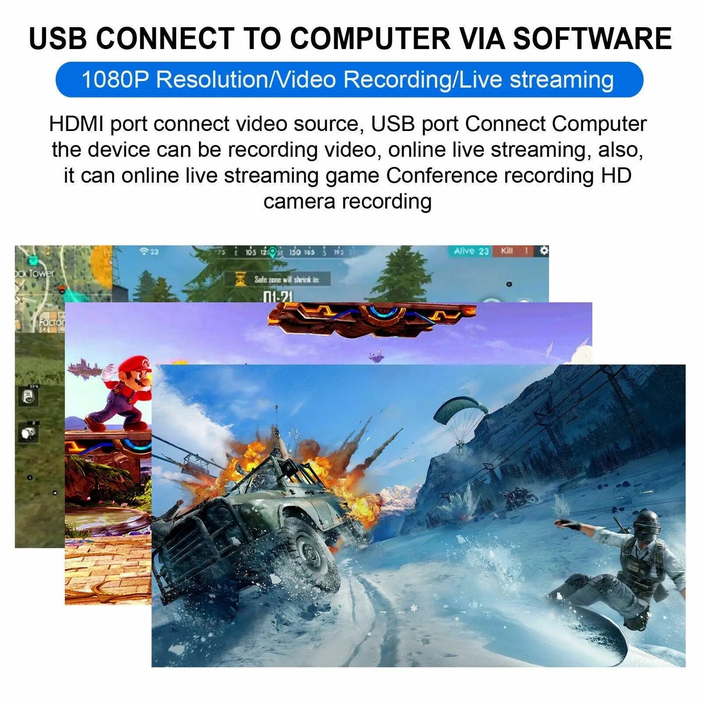 HDMI Video Capture Card to USB 2.0 1080p HD Recorder Video Game Livestreaming - AllTech