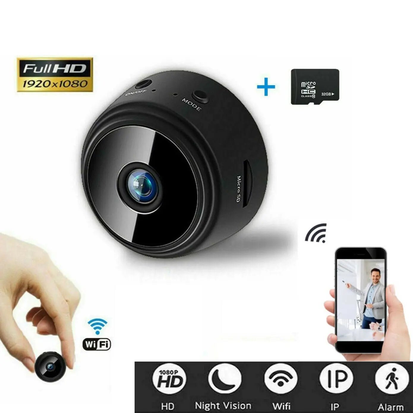 Mini IP WiFi Camera Wireless HD 1080P Network Monitor Security Cam - AllTech