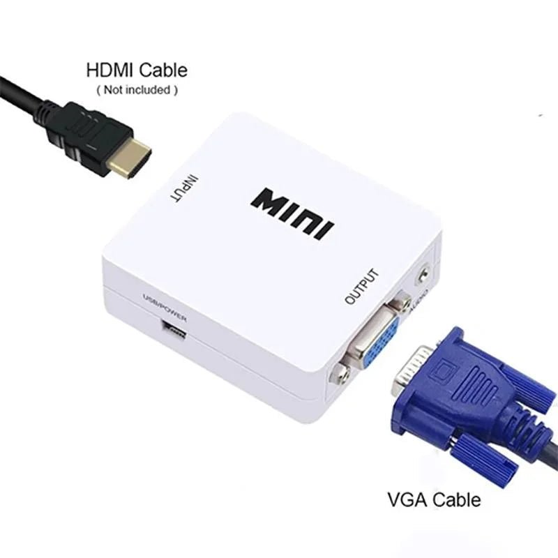 Mini VGA to HDMI Video Adapter Cable Converter Audio Full HD - AllTech