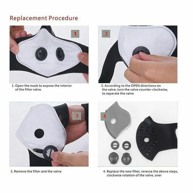 Neoprene Filter Reusable Sports Face Mask Mesh Anti Dust for Running Cycling - AllTech