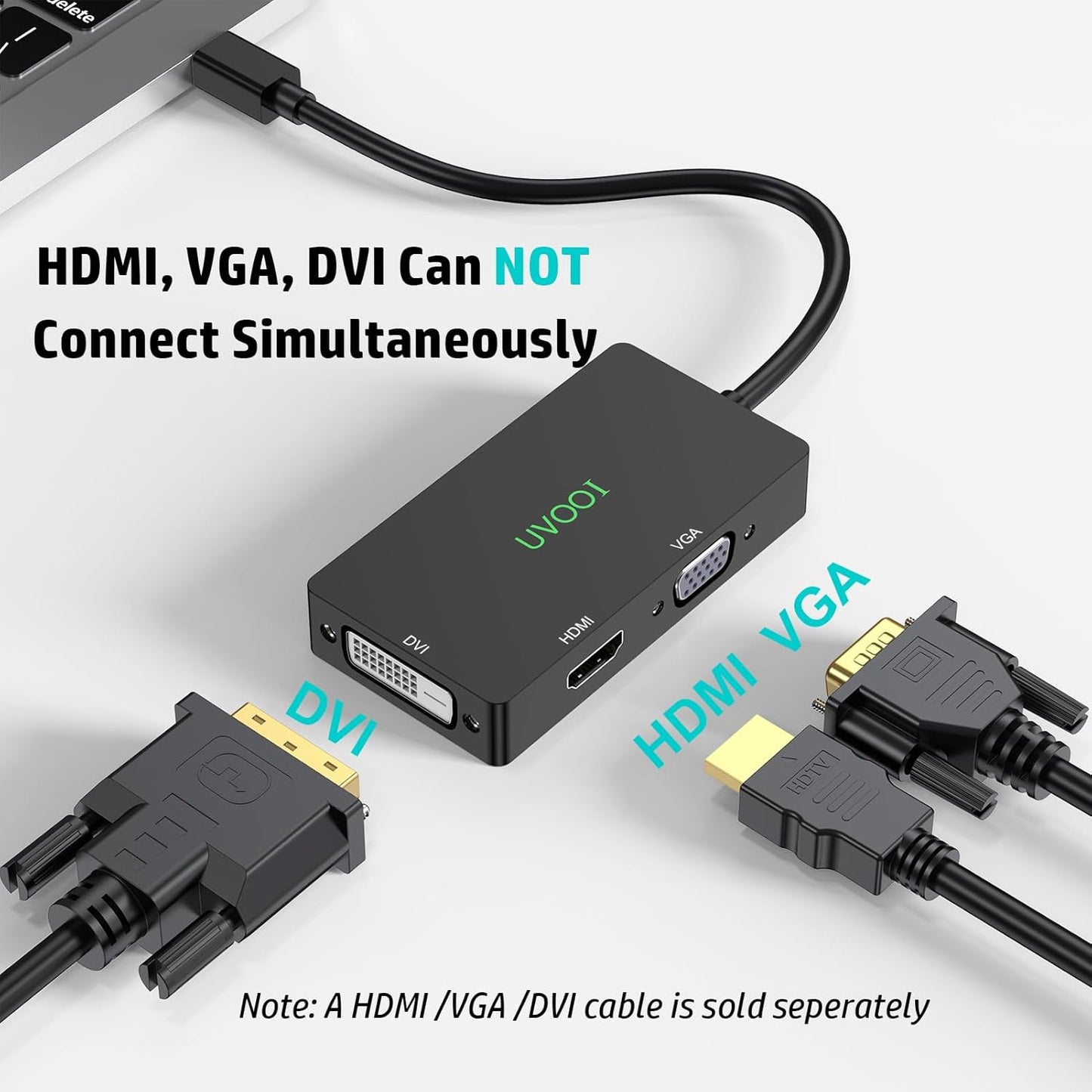 NEW 2024 4K Mini DisplayPort to HDMI DVI VGA Adapter, 3 - in - 1 Mini DP to 4K HDMI, VGA/DVI Video 1080P@60 Hz (Thunderbolt 2 Compatible), Male MDP to HDMI Female for MacBook Pro/Air/iMac Surface - AllTech