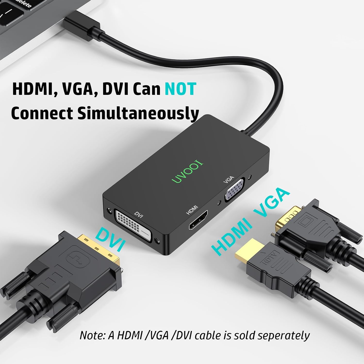 NEW 2024 4K Mini DisplayPort to HDMI DVI VGA Adapter, 3 - in - 1 Mini DP to 4K HDMI, VGA/DVI Video 1080P@60 Hz (Thunderbolt 2 Compatible), Male MDP to HDMI Female for MacBook Pro/Air/iMac Surface - AllTech