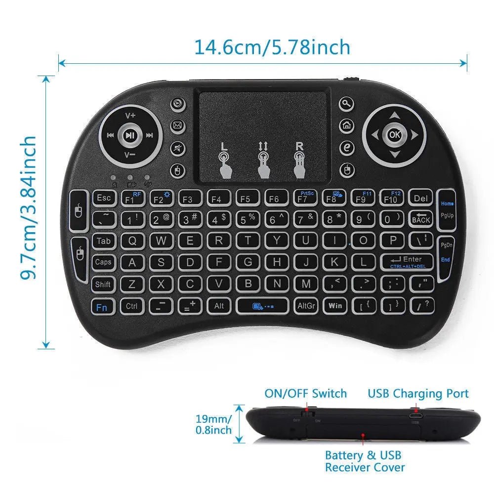 Portable Mini Wireless Keyboard Touchpad 2.4GHz For TV/PC/Android No Backlit - AllTech