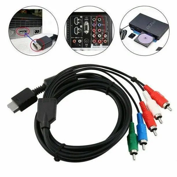 PS2 PS3 Component HD Video Cable Compatible for Sony PlayStation 2 3 AV RCA Lead - AllTech