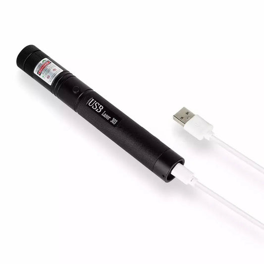 Red Laser Pointer USB Pen Battery Operated Visible Light for Pets Office Use - AllTech