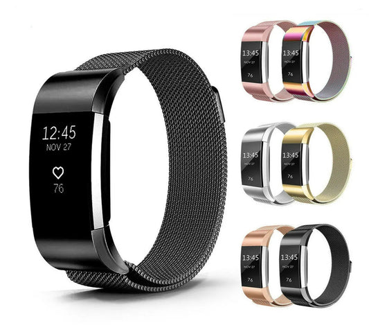 Replacement Band FitBit Charge2 Loop Wristband Strap Stainless Steel Milanese - AllTech