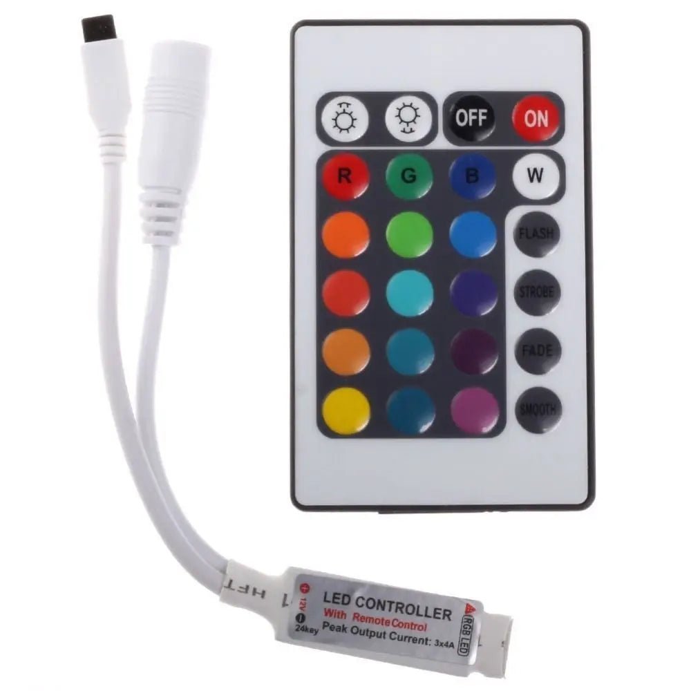 RGB LED Strip Light 5050 5M 300 LEDS Waterproof 12v Power With 24 Key IR Remote - AllTech
