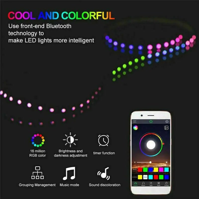 RGB LED Strip Lights with Bluetooth Controller IP65 Waterproof 5M 300 LEDs 12V - AllTech