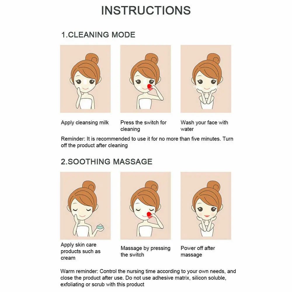 Silicone Facial Cleanse Brush Electric Ultrasonic Vibration Massage Pore Cleaner - AllTech