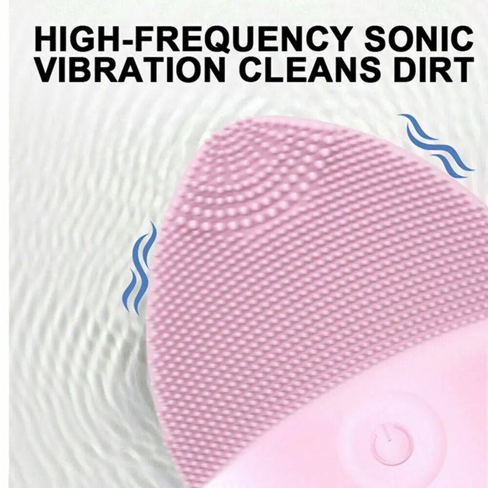 Silicone Facial Cleanse Brush Electric Ultrasonic Vibration Massage Pore Cleaner - AllTech