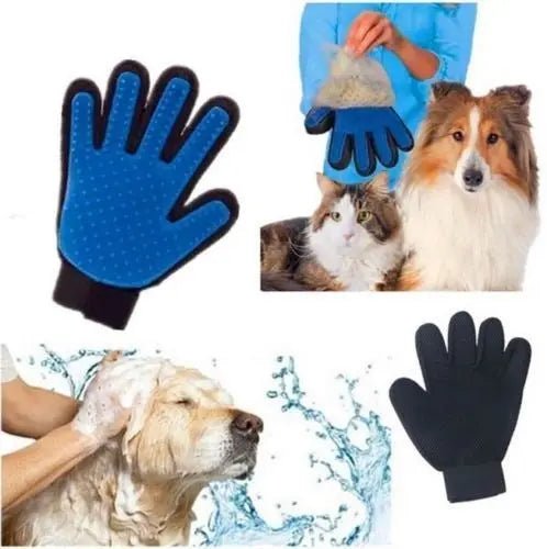 True Touch Five Finger De - Shedding Gloves Coat Brush Massager for Pet Grooming - AllTech