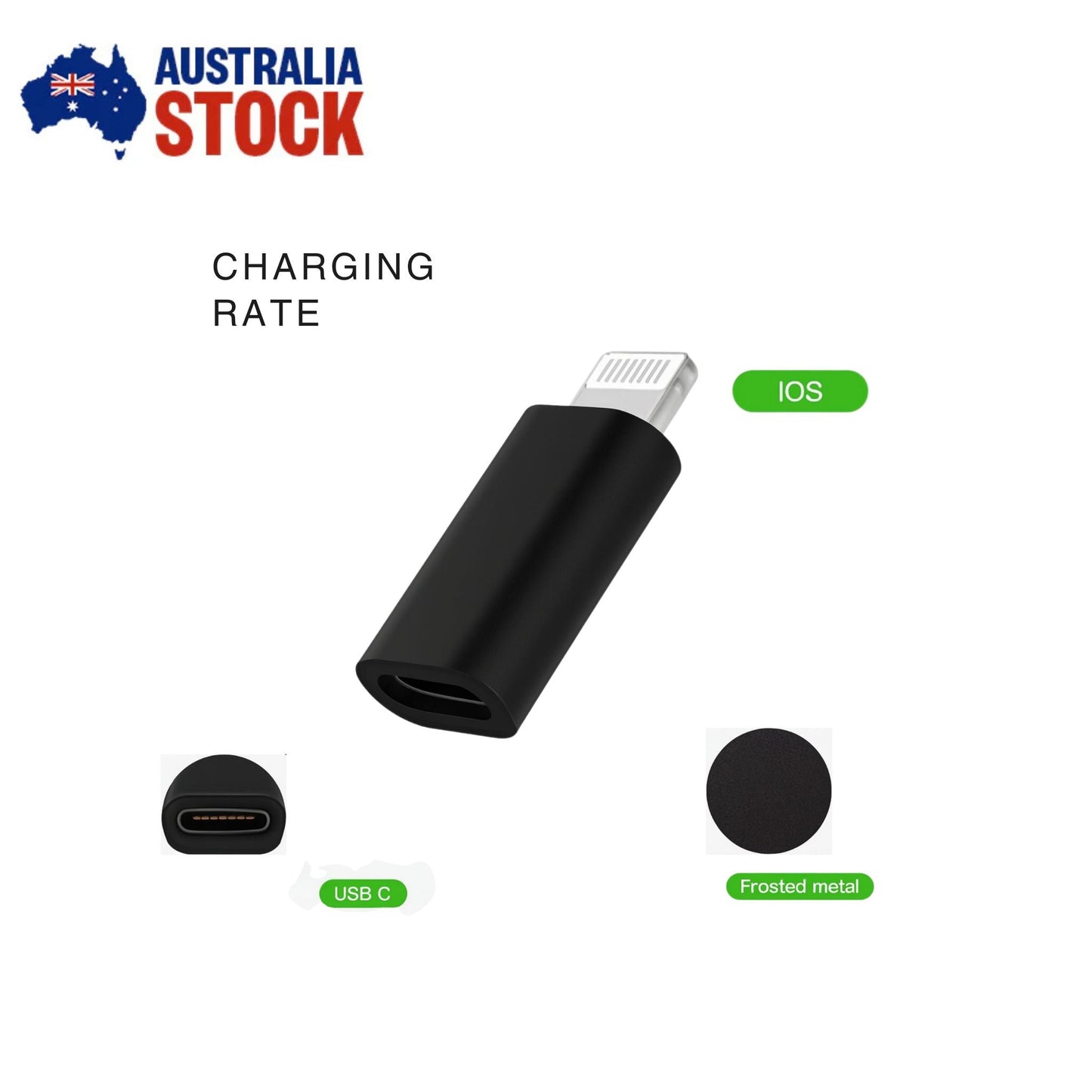 Type - C Female to 8 - Pin Male Adapter Charger Converter Compatible with iPhone iPad AU Stock Black - AllTech