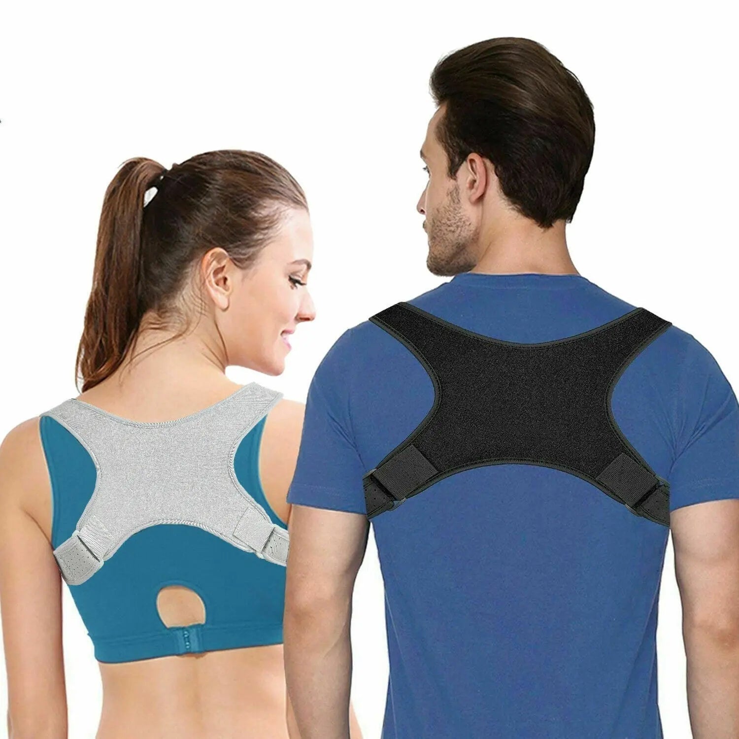 Unisex Adjustable Posture Corrector Shoulder Brace Back Support Strap Belt - AllTech