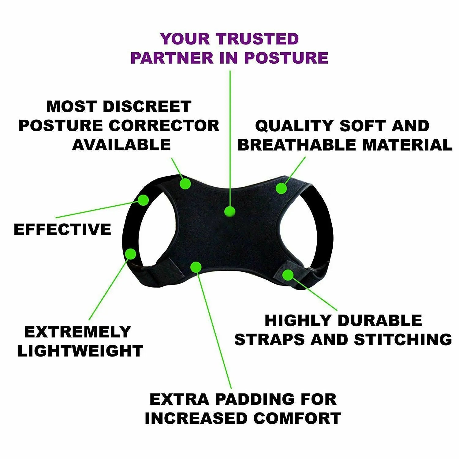 Unisex Adjustable Posture Corrector Shoulder Brace Back Support Strap Belt - AllTech