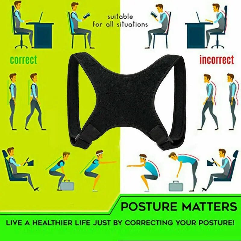 Unisex Adjustable Posture Corrector Shoulder Brace Back Support Strap Belt - AllTech