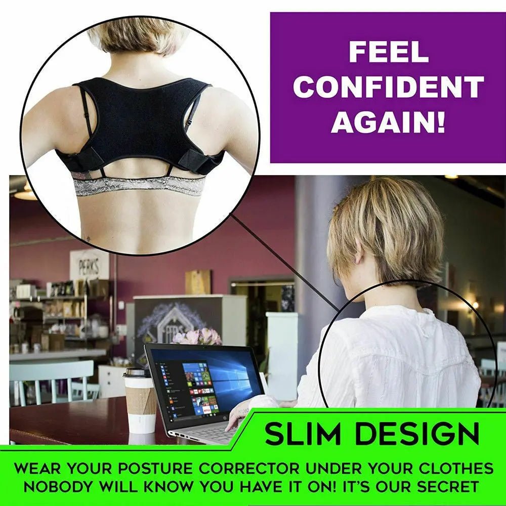 Unisex Adjustable Posture Corrector Shoulder Brace Back Support Strap Belt - AllTech