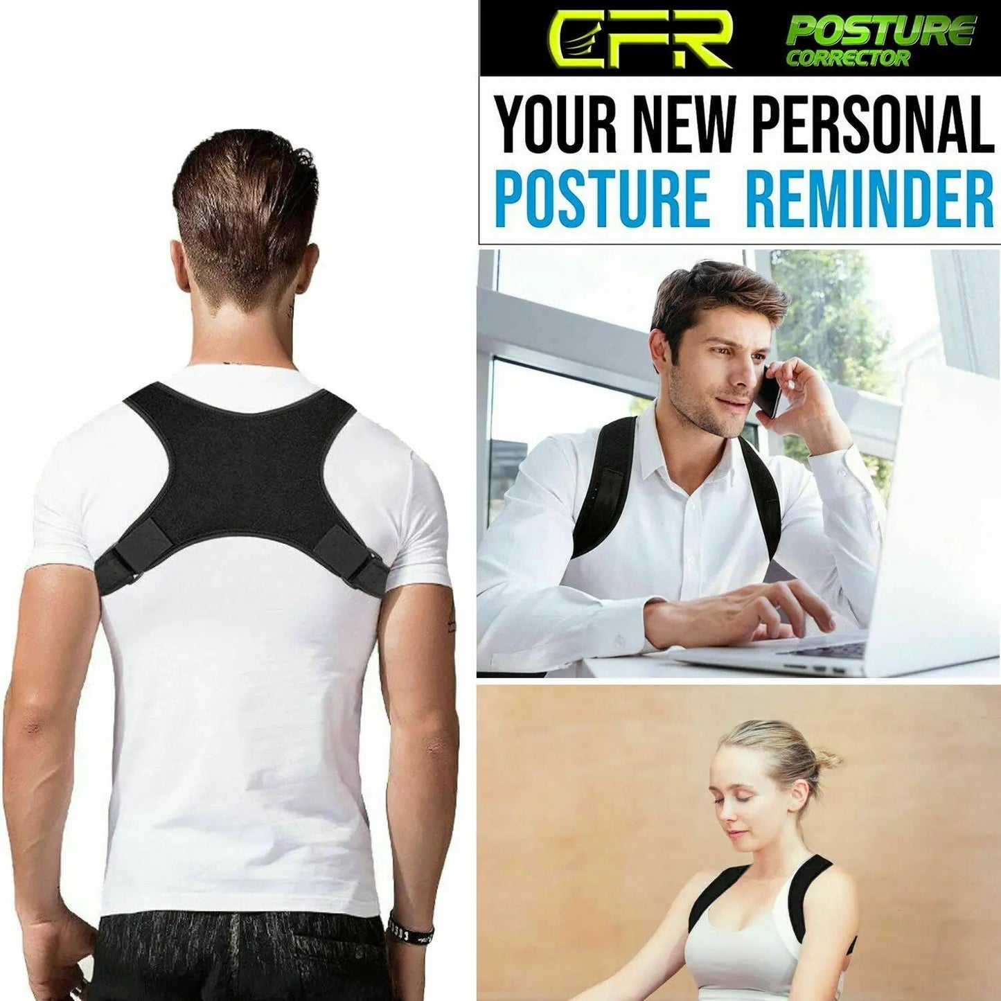 Unisex Adjustable Posture Corrector Shoulder Brace Back Support Strap Belt - AllTech