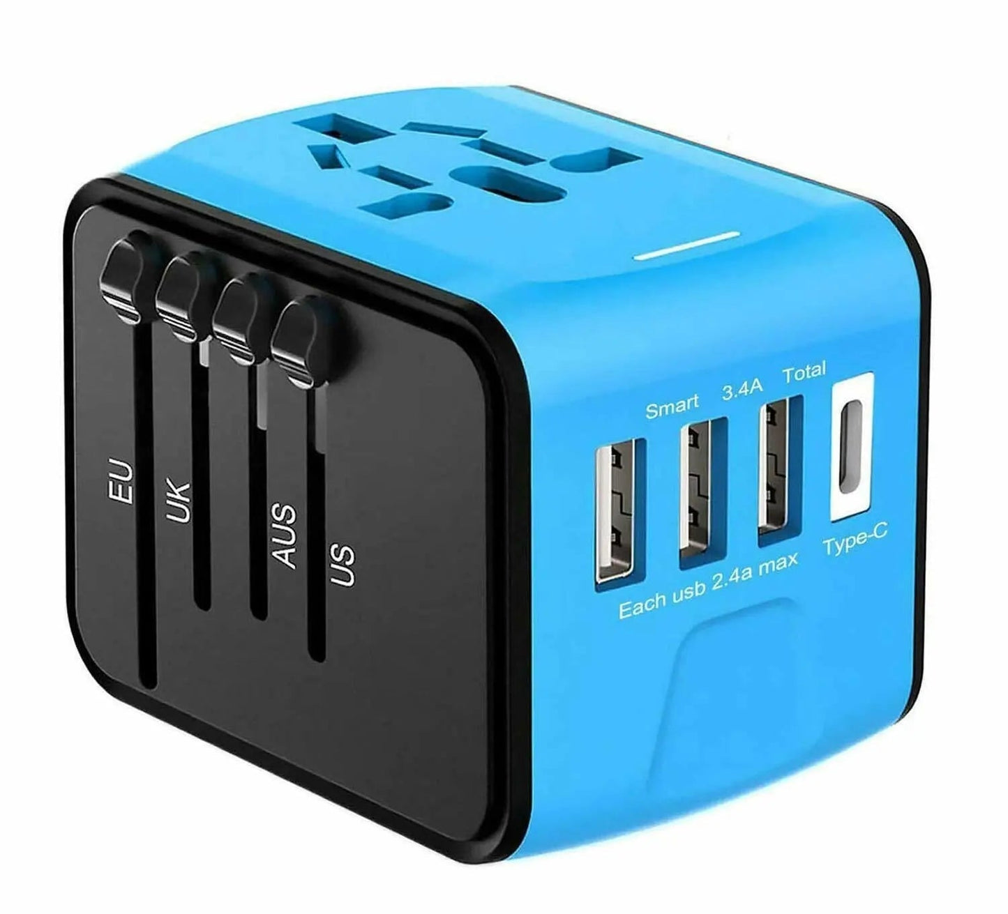 Universal Travel Adapter 4 USB 2.4A Charger with EU AU US UK AC Wall Plug Power - AllTech