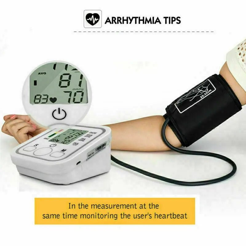 Upper Arm Digital Blood Pressure Monitor Heart Rate Monitor with LCD Display - AllTech