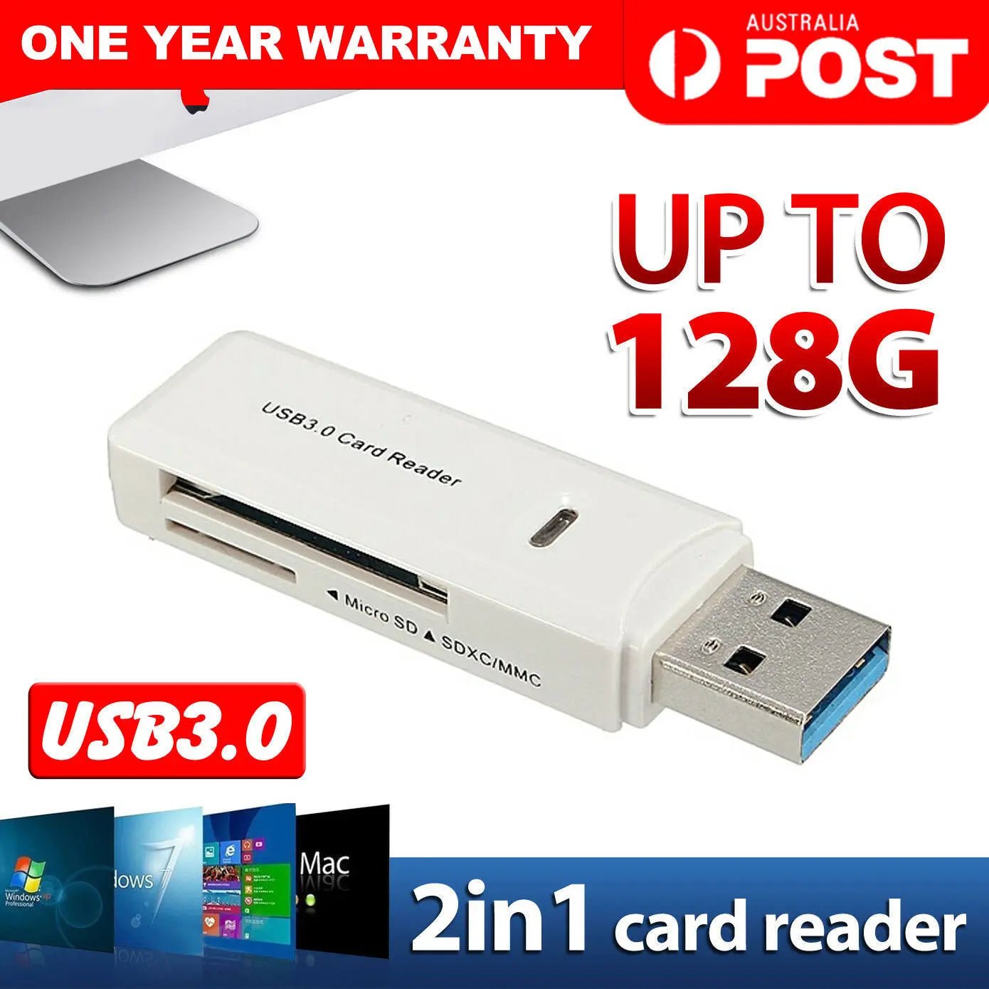 USB 3 Memory Card Reader White SD SDHC SDXC Micro SD Micro SDXC UHS - I TF T - Flash - AllTech