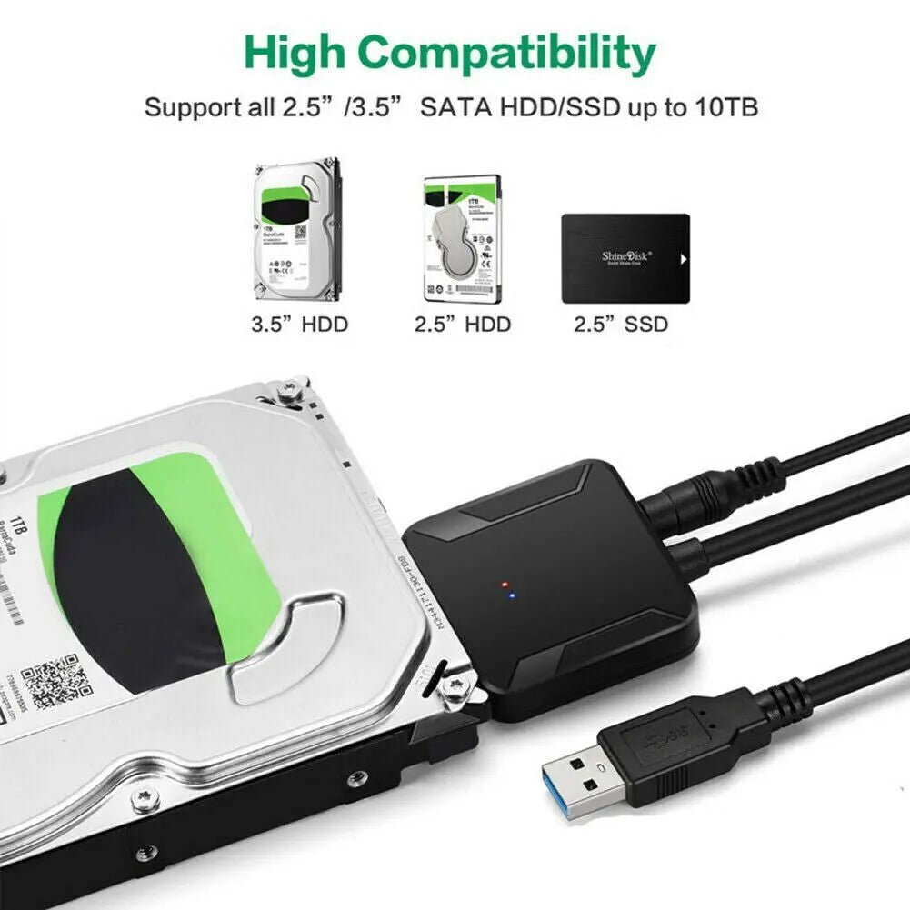 USB 3.0 to SATA 2.5/3.5 HDD SSD External Hard Drive Cable Converter - AllTech