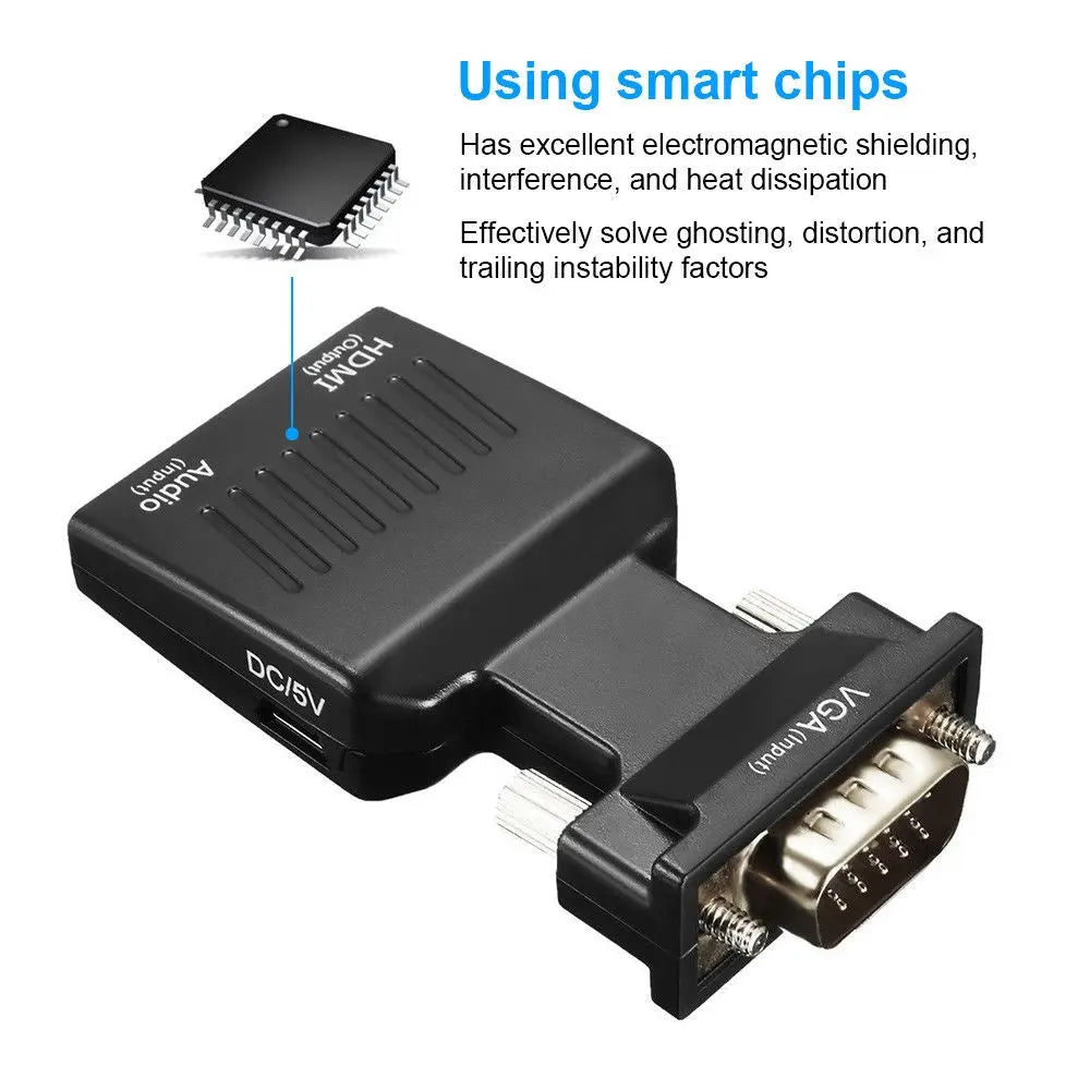 VGA to HDMI VGA Male with Audio HD to HDMI Female Adapter 1080P Video Output - AllTech