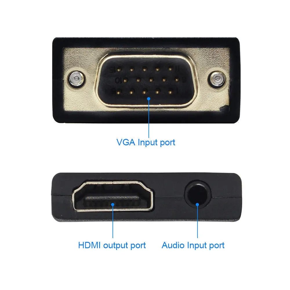 VGA to HDMI VGA Male with Audio HD to HDMI Female Adapter 1080P Video Output - AllTech