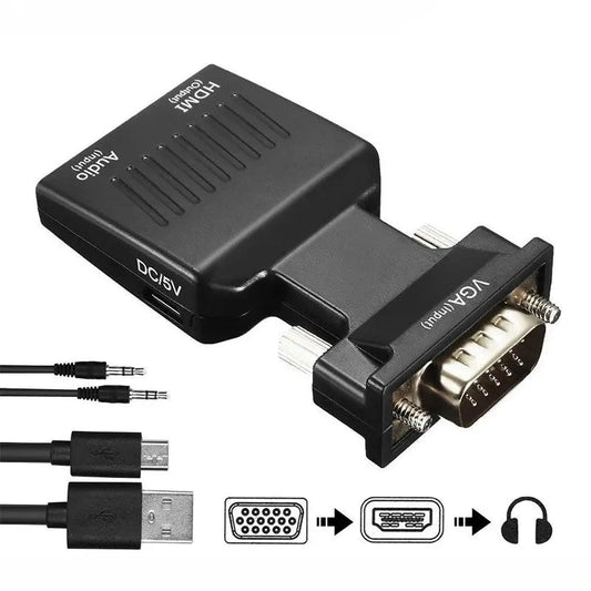 VGA to HDMI VGA Male with Audio HD to HDMI Female Adapter 1080P Video Output - AllTech