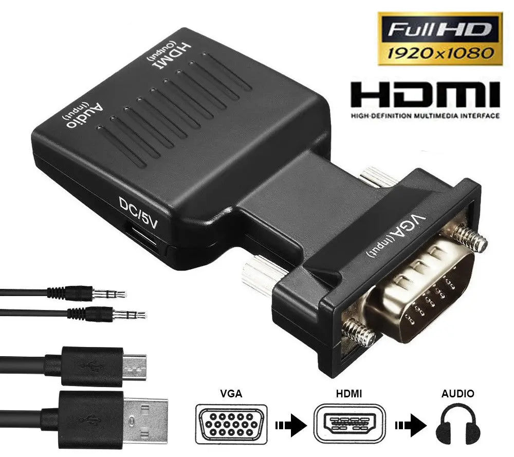 VGA to HDMI VGA Male with Audio HD to HDMI Female Adapter 1080P Video Output - AllTech