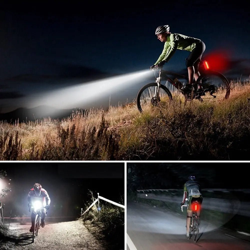 Waterproof Rechargeable LED Bike Bicycle Front Light and Back Light - AllTech
