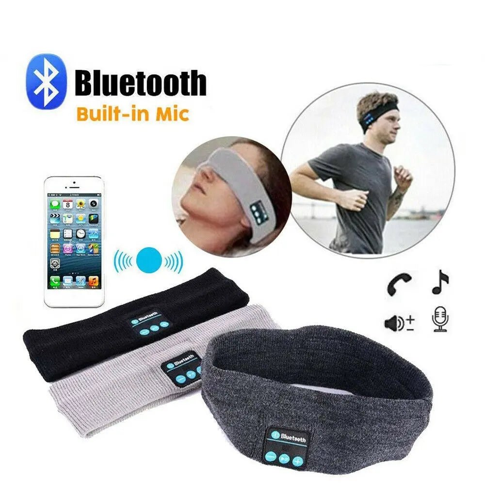 Wireless Sleep Earphone Headphone Headband Sports Bluetooth 5.0 with Stereo Mic - AllTech