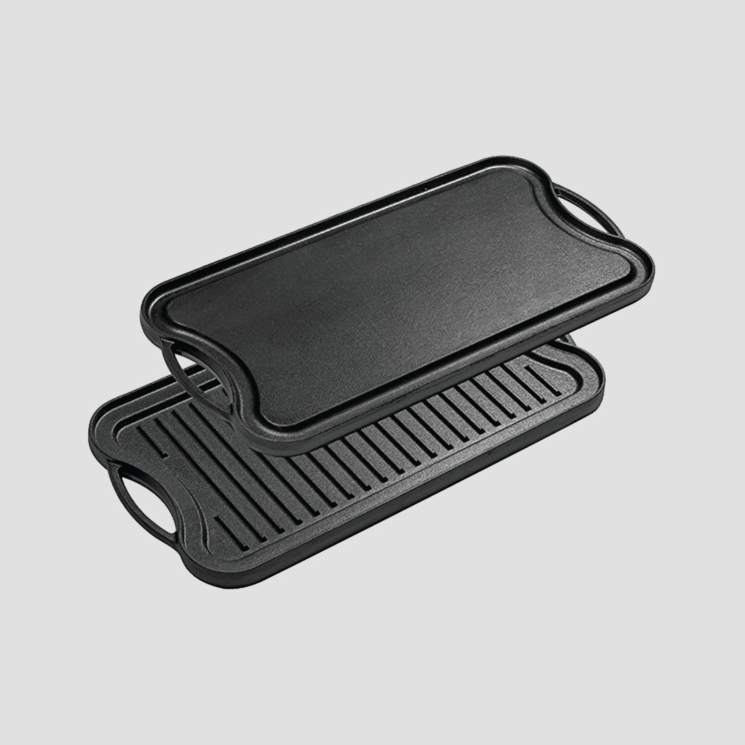 2X 50.8cm Cast Iron Ridged Griddle Hot Plate Grill Pan BBQ Stovetop