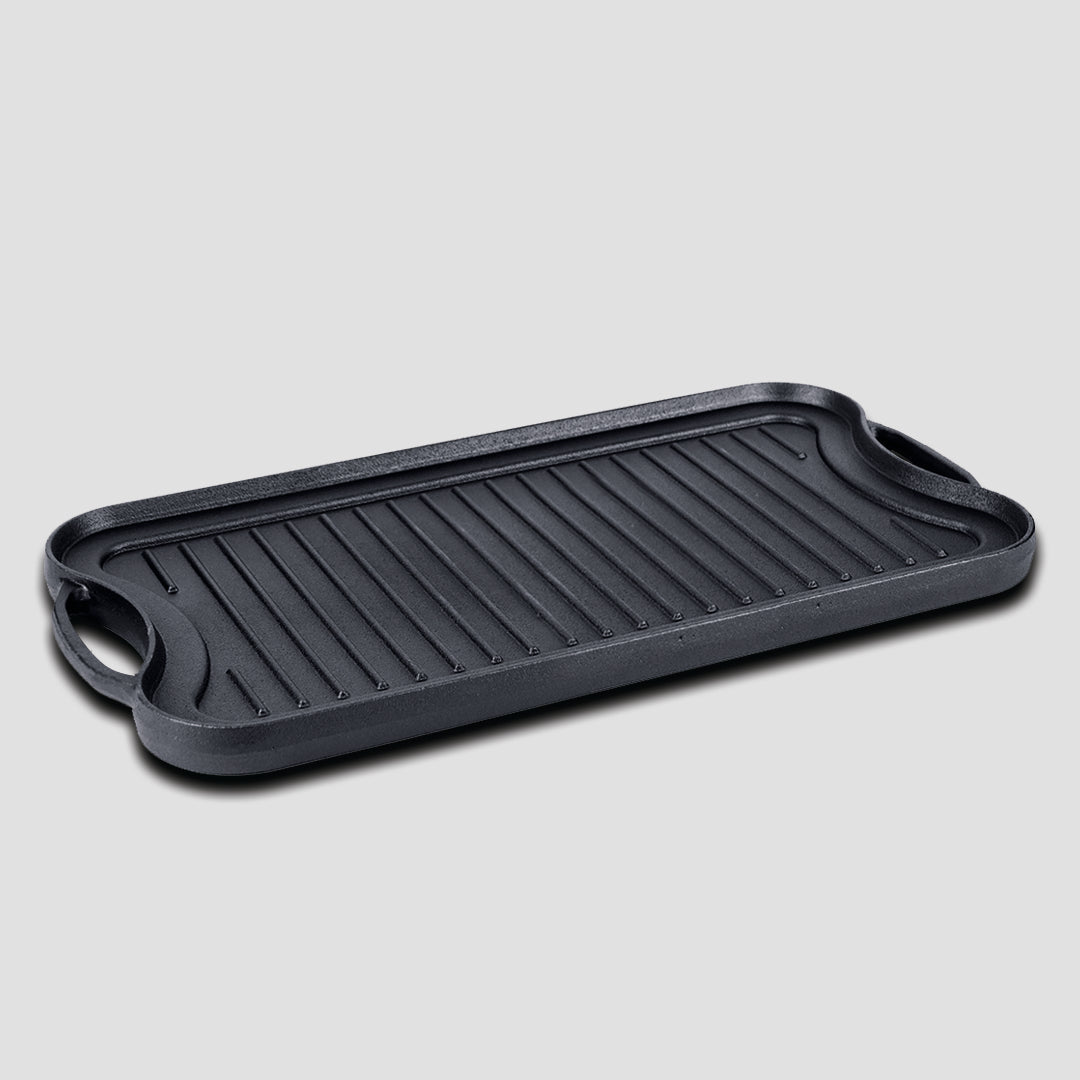 2X 50.8cm Cast Iron Ridged Griddle Hot Plate Grill Pan BBQ Stovetop