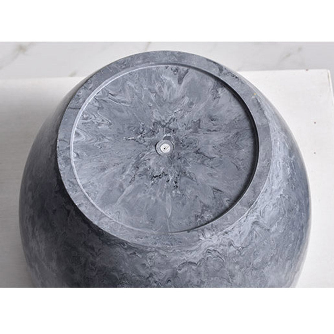 32cm Weathered Grey Round Resin Plant Flower Pot in Cement Pattern Planter Cachepot for Indoor Home Office - AllTech