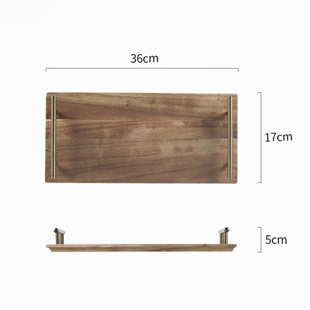 36cm Brown Rectangle Wooden Acacia Food Serving Tray Charcuterie Board Centerpiece Home Decor - AllTech