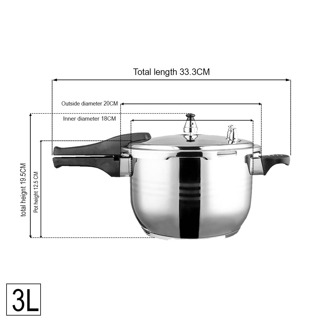 3L Commercial Grade Stainless Steel Pressure Cooker With Seal - AllTech