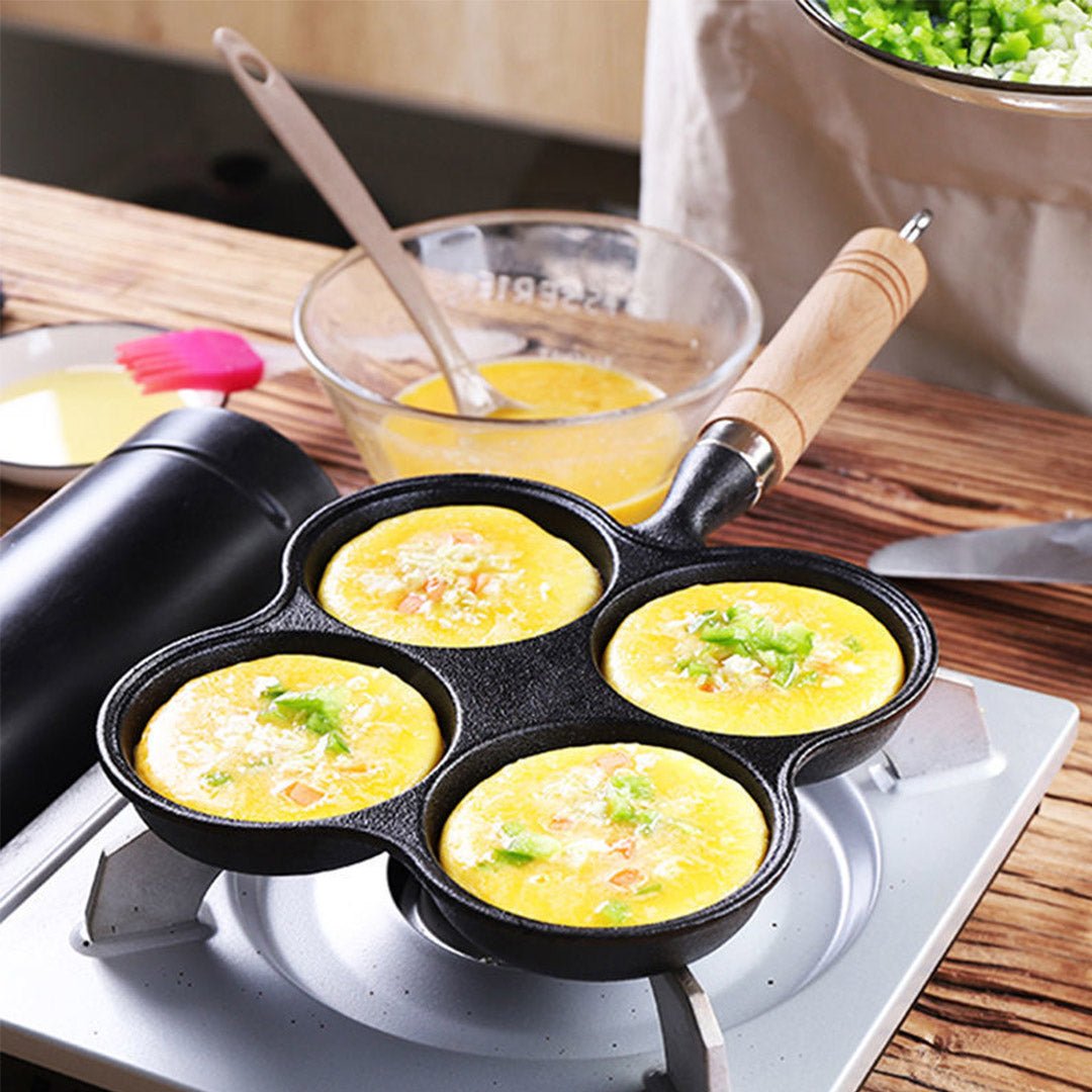 4 Mold Multi-Portion Cast Iron Breakfast Fried Egg Pancake Omelet Fry Pan - AllTech
