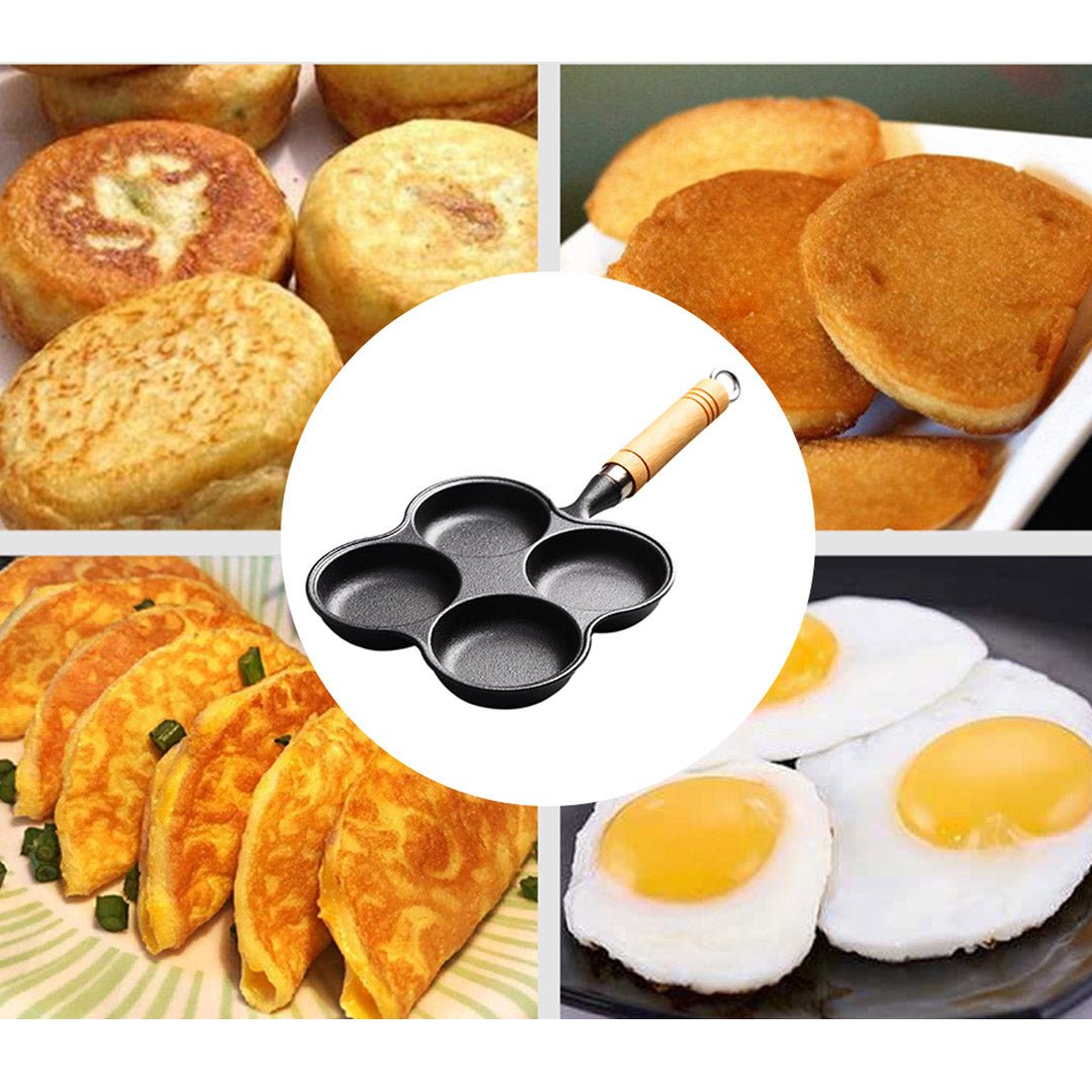 4 Mold Multi-Portion Cast Iron Breakfast Fried Egg Pancake Omelet Fry Pan - AllTech