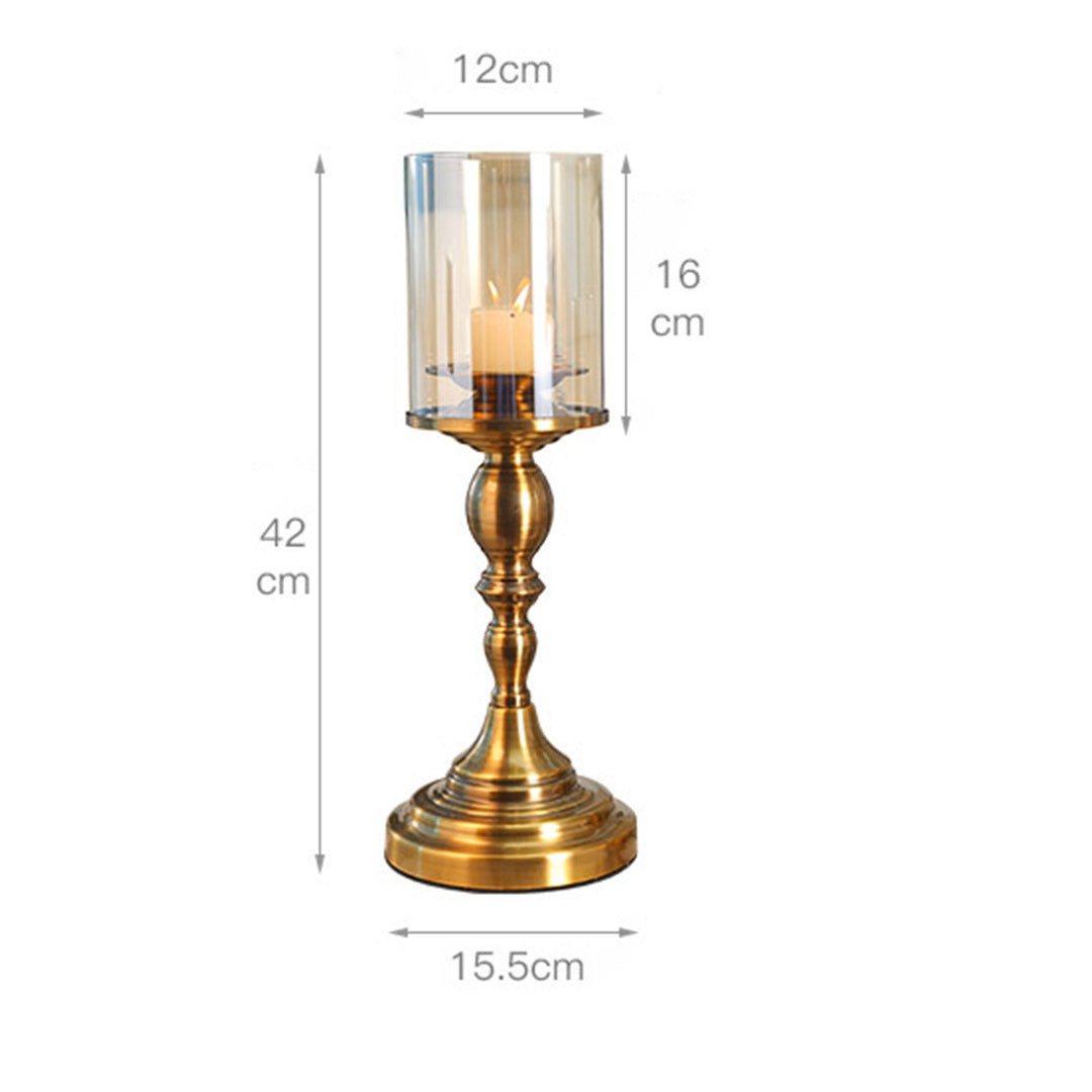 42cm Gold Nordic Deluxe Candlestick Candle Holder Stand Pillar Glass /Iron - AllTech